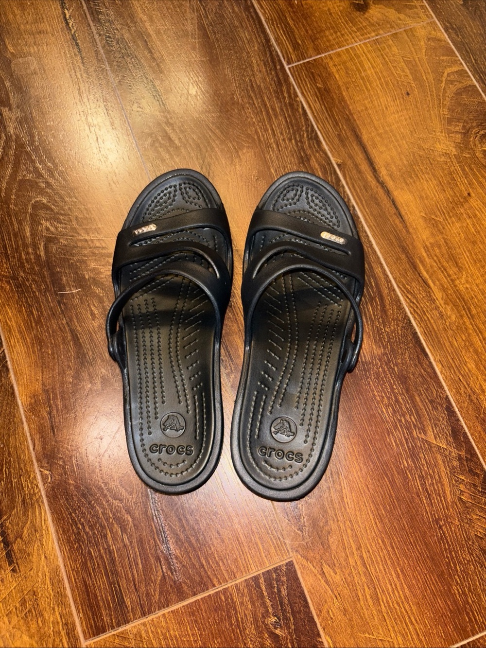 CROCS Black Dual-Strap Slide Sandals